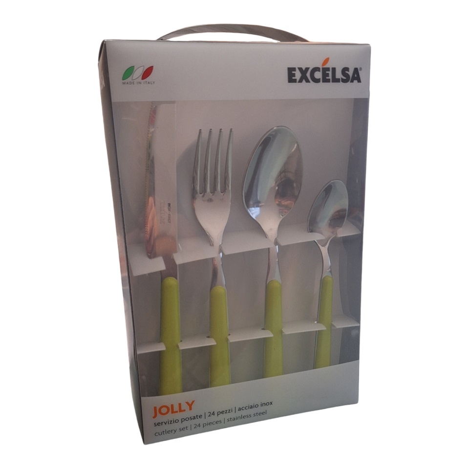 Excelsa Set 24 posate inox Tavola Jolly verde cod.35417 - Made in Italy